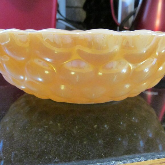 Vintage Anchor Hocking Iridescent Orange Bubble Glass Bowl 8.25" Fantastic Cond - Picture 4 of 14